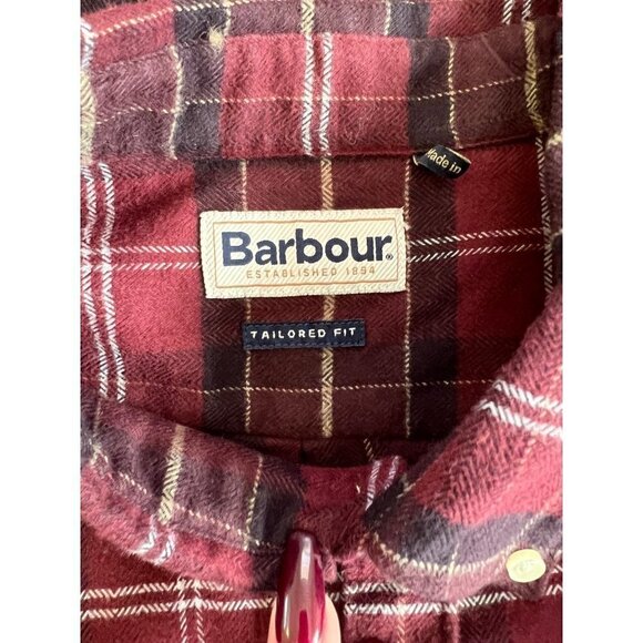 Barbour Kyeloch Tailored plaid long sleeve man’s red Shirt Size XXL - Picture 2 of 4